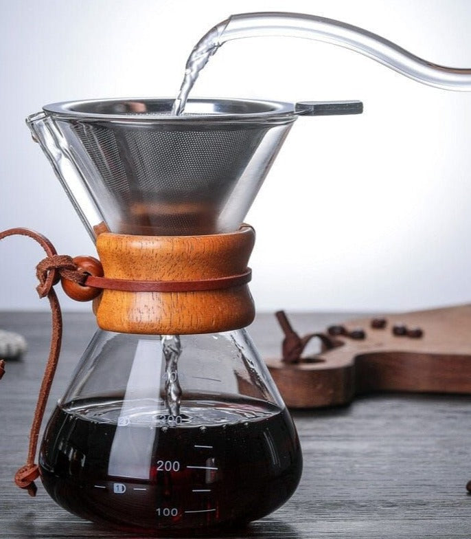 Cafeteira Vintage Bambu 400lm + Filtro Inox