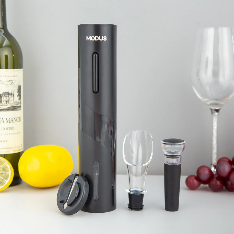 Abridor de Vinho Elétrico com Cabo USB + 3 Brindes Grátis