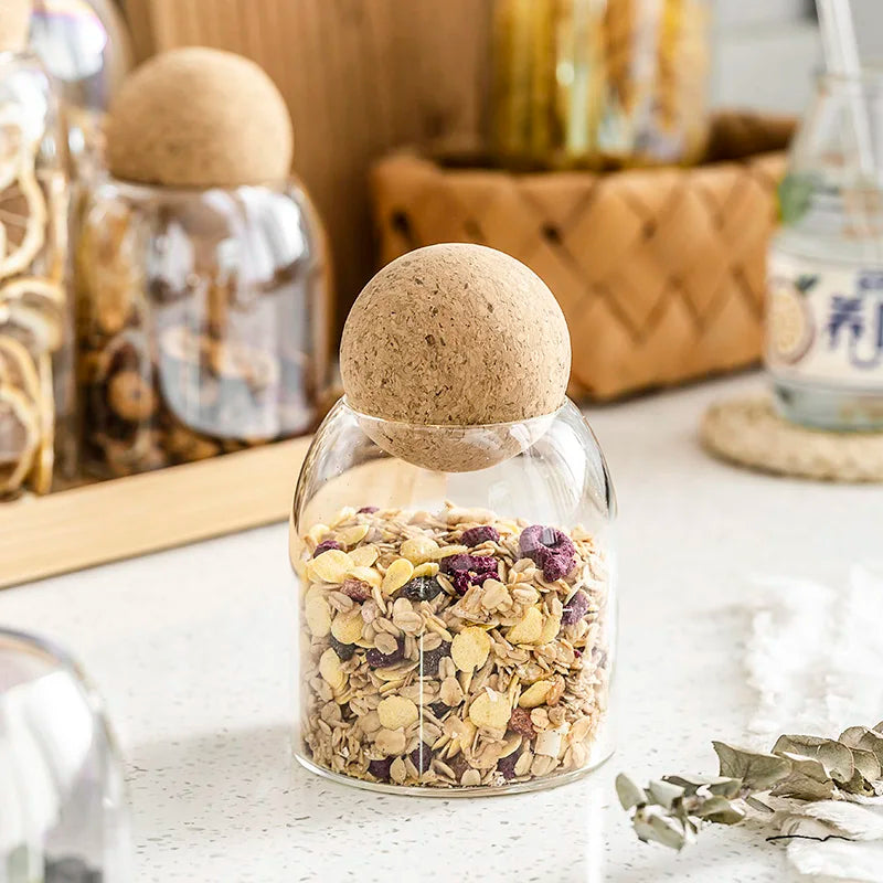 Pote de Vidro com Tampa Bola de Cortiça
