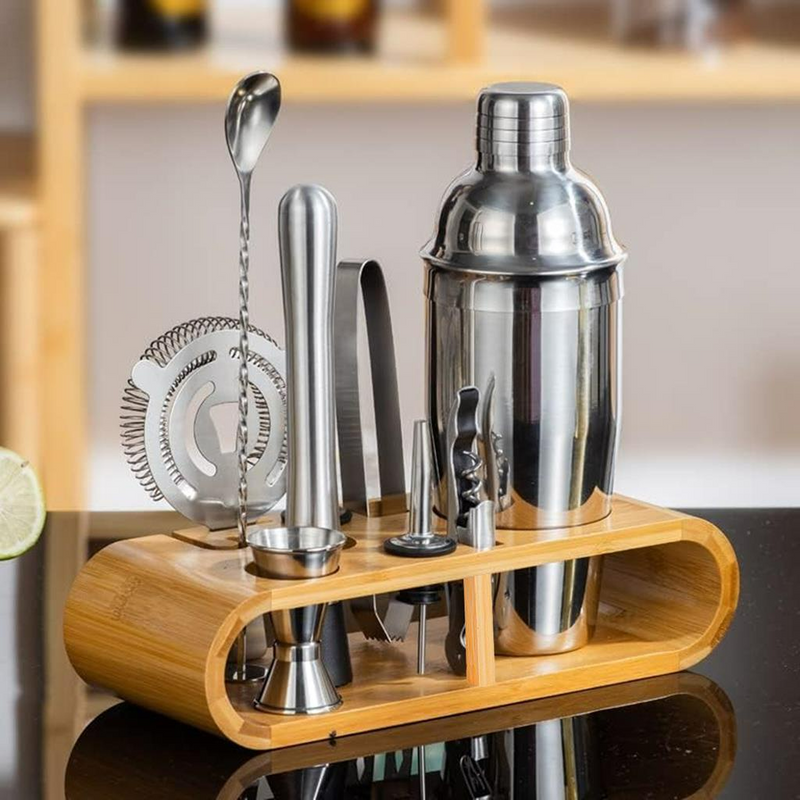 Kit Bar com Suporte de Bambu - 10 peças